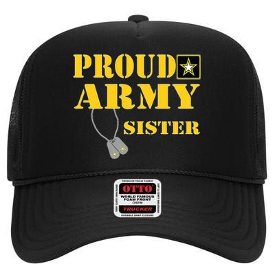 Proud Army Sister Shirts Military Pride High Crown Mesh Back Trucker Hat