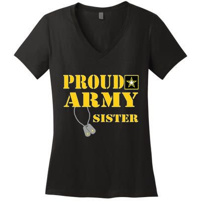 Proud Army Sister Shirts Military Pride Women's V-Neck T-Shirt