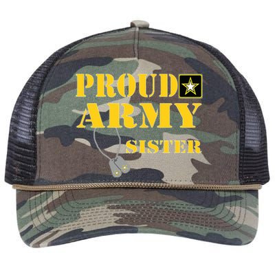 Proud Army Sister Shirts Military Pride Retro Rope Trucker Hat Cap