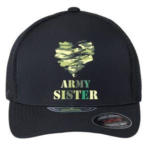 Proud Army Sister Funny Giftgreat Gift Camouflage Funny Gift Army Sister Tee Gif Flexfit Unipanel Trucker Cap