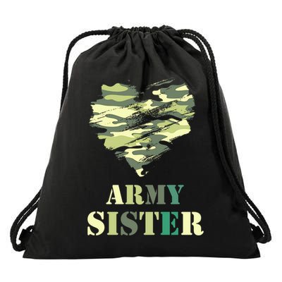 Proud Army Sister Funny Giftgreat Gift Camouflage Funny Gift Army Sister Tee Gif Drawstring Bag