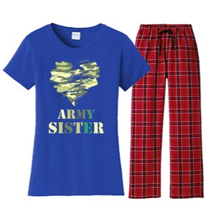 Proud Army Sister Funny Giftgreat Gift Camouflage Funny Gift Army Sister Tee Gif Women's Flannel Pajama Set