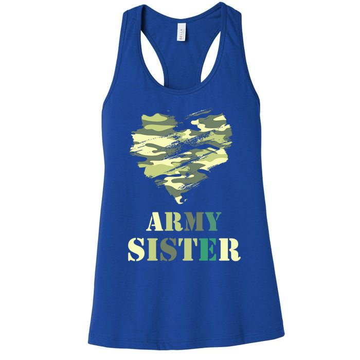 Proud Army Sister Funny Giftgreat Gift Camouflage Funny Gift Army Sister Tee Gif Women's Racerback Tank