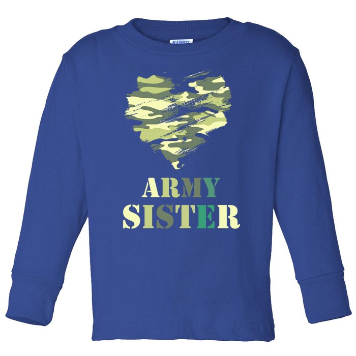 Proud Army Sister Funny Giftgreat Gift Camouflage Funny Gift Army Sister Tee Gif Toddler Long Sleeve Shirt