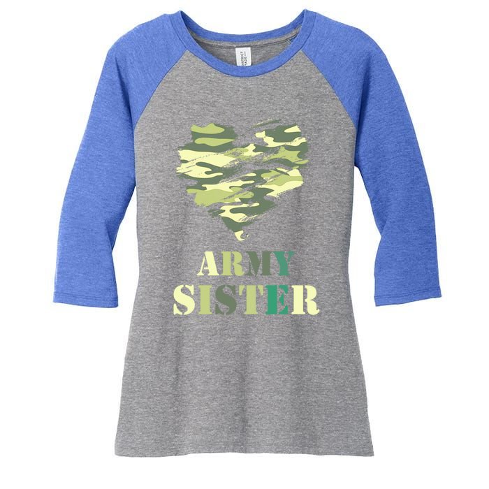 Proud Army Sister Funny Giftgreat Gift Camouflage Funny Gift Army Sister Tee Gif Women's Tri-Blend 3/4-Sleeve Raglan Shirt