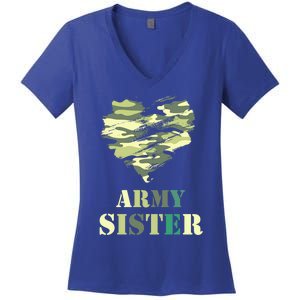 Proud Army Sister Funny Giftgreat Gift Camouflage Funny Gift Army Sister Tee Gif Women's V-Neck T-Shirt