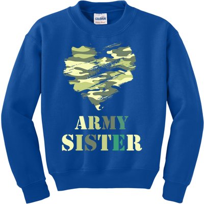 Proud Army Sister Funny Giftgreat Gift Camouflage Funny Gift Army Sister Tee Gif Kids Sweatshirt