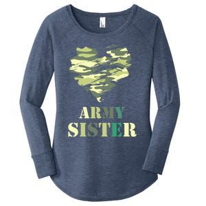 Proud Army Sister Funny Giftgreat Gift Camouflage Funny Gift Army Sister Tee Gif Women's Perfect Tri Tunic Long Sleeve Shirt