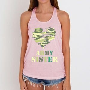 Proud Army Sister Funny Giftgreat Gift Camouflage Funny Gift Army Sister Tee Gif Women's Knotted Racerback Tank