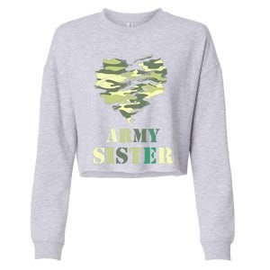 Proud Army Sister Funny Giftgreat Gift Camouflage Funny Gift Army Sister Tee Gif Cropped Pullover Crew