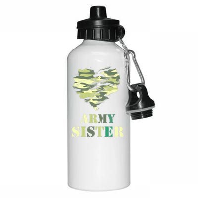 Proud Army Sister Funny Giftgreat Gift Camouflage Funny Gift Army Sister Tee Gif Aluminum Water Bottle