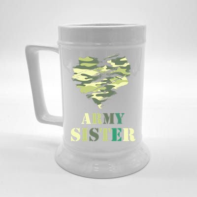 Proud Army Sister Funny Giftgreat Gift Camouflage Funny Gift Army Sister Tee Gif Beer Stein