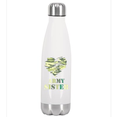 Proud Army Sister Funny Giftgreat Gift Camouflage Funny Gift Army Sister Tee Gif Stainless Steel Insulated Water Bottle