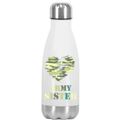 Proud Army Sister Funny Giftgreat Gift Camouflage Funny Gift Army Sister Tee Gif Stainless Steel Insulated Water Bottle