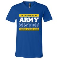 Proud Army Sister Gift My Brother My Hero Cute Gift V-Neck T-Shirt