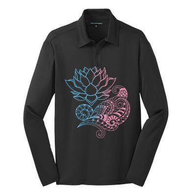 Prana Art Spiritual Yoga Dala Bohemian Lotus Flower Gift Silk Touch Performance Long Sleeve Polo