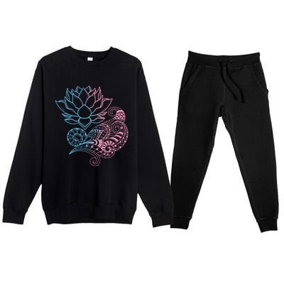 Prana Art Spiritual Yoga Dala Bohemian Lotus Flower Gift Premium Crewneck Sweatsuit Set