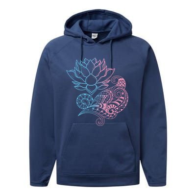 Prana Art Spiritual Yoga Dala Bohemian Lotus Flower Gift Performance Fleece Hoodie