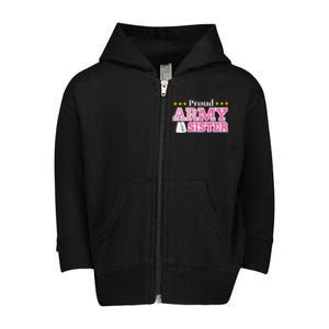 Proud Army Sister Gift Usa Military Sister Gift Cute Gift Toddler Zip Fleece Hoodie