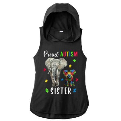 Proud Autism Sisters, Family Pride Autism Awareness Ladies PosiCharge Tri-Blend Wicking Draft Hoodie Tank