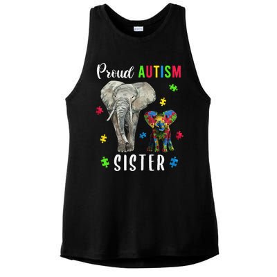 Proud Autism Sisters, Family Pride Autism Awareness Ladies PosiCharge Tri-Blend Wicking Tank