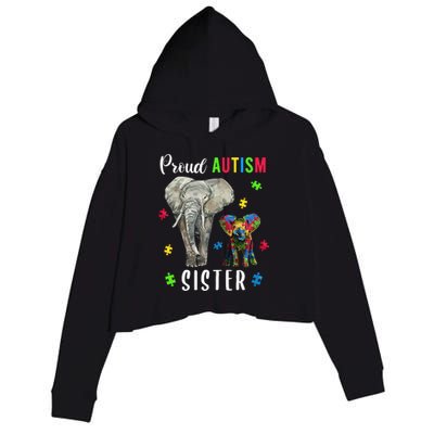 Proud Autism Sisters, Family Pride Autism Awareness Crop Fleece Hoodie