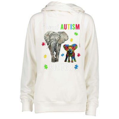 Proud Autism Sisters, Family Pride Autism Awareness Womens Funnel Neck Pullover Hood