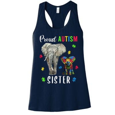 Proud Autism Sisters, Family Pride Autism Awareness Women's Racerback Tank