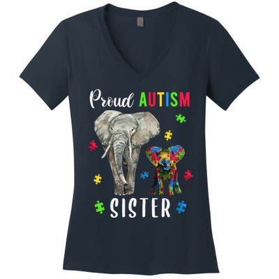 Proud Autism Sisters, Family Pride Autism Awareness Women's V-Neck T-Shirt