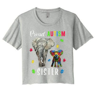 Proud Autism Sisters, Family Pride Autism Awareness Women's Crop Top Tee