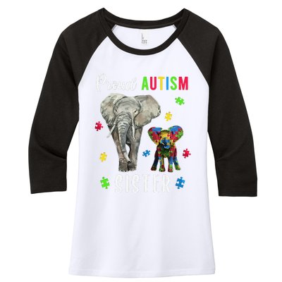 Proud Autism Sisters, Family Pride Autism Awareness Women's Tri-Blend 3/4-Sleeve Raglan Shirt