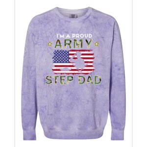 Proud Army StepdadiM A Proud Army Step Dad Camouflage Army Gift Colorblast Crewneck Sweatshirt