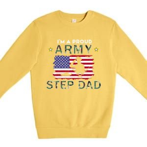 Proud Army StepdadiM A Proud Army Step Dad Camouflage Army Gift Premium Crewneck Sweatshirt