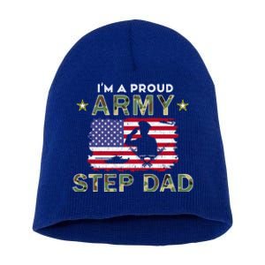 Proud Army StepdadiM A Proud Army Step Dad Camouflage Army Gift Short Acrylic Beanie