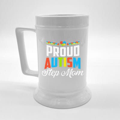 Proud Autism Step Mom Awareness Support Beer Stein