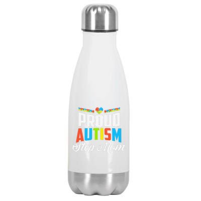 Proud Autism Step Mom Awareness Support Stainless Steel Insulated Water Bottle