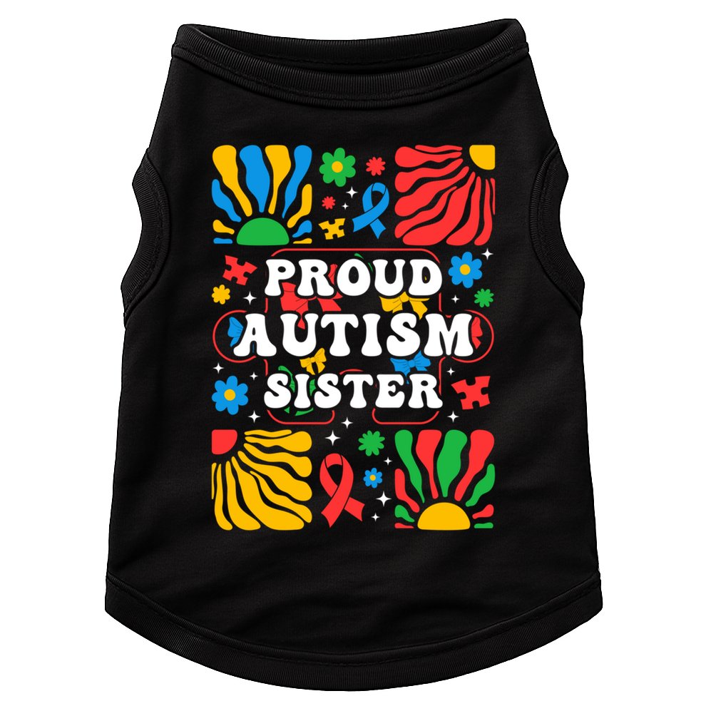proud autism sister groovy autism warrior sister meaningful gift Doggie Tank