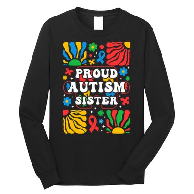 proud autism sister groovy autism warrior sister meaningful gift Long Sleeve Shirt