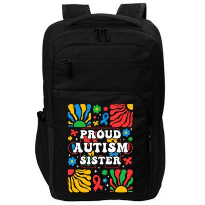 proud autism sister groovy autism warrior sister meaningful gift Impact Tech Backpack
