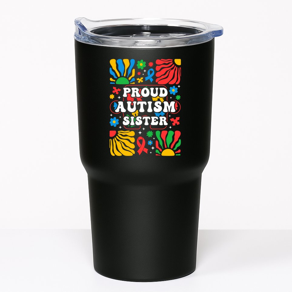 proud autism sister groovy autism warrior sister meaningful gift Tumbler