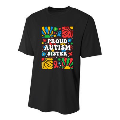 proud autism sister groovy autism warrior sister meaningful gift Youth Performance Sprint T-Shirt
