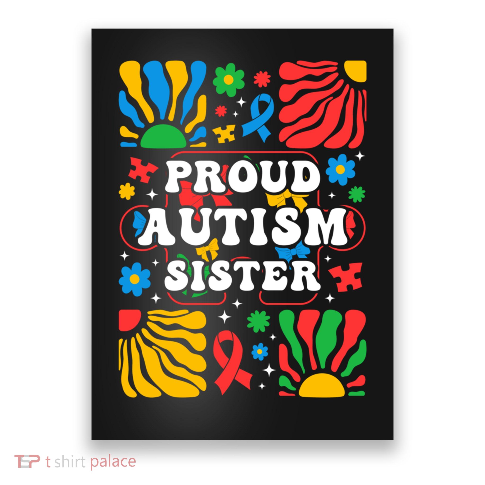 proud autism sister groovy autism warrior sister meaningful gift Poster