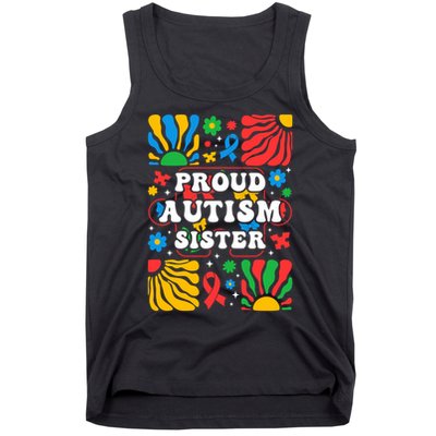 proud autism sister groovy autism warrior sister meaningful gift Tank Top