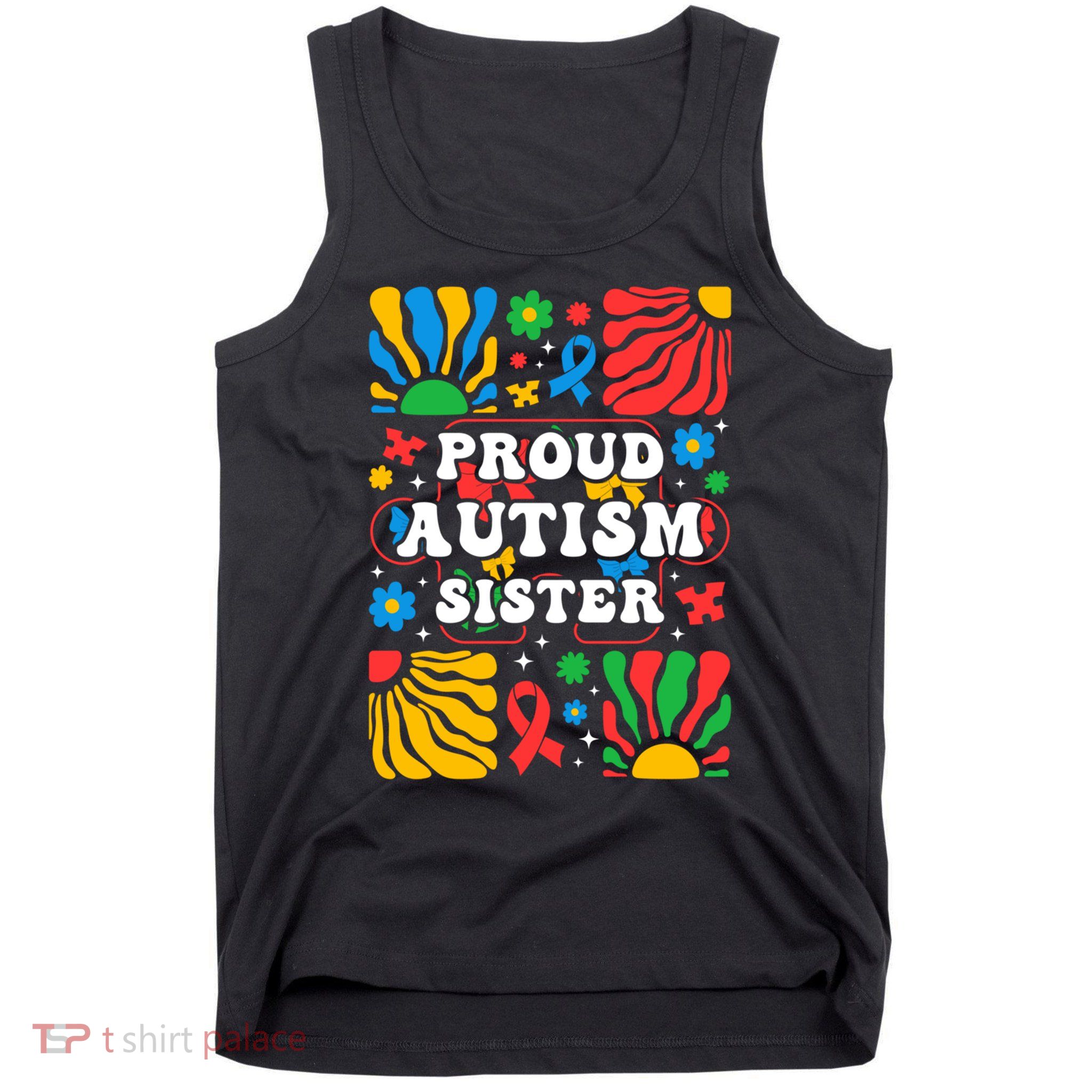 proud autism sister groovy autism warrior sister meaningful gift Tank Top