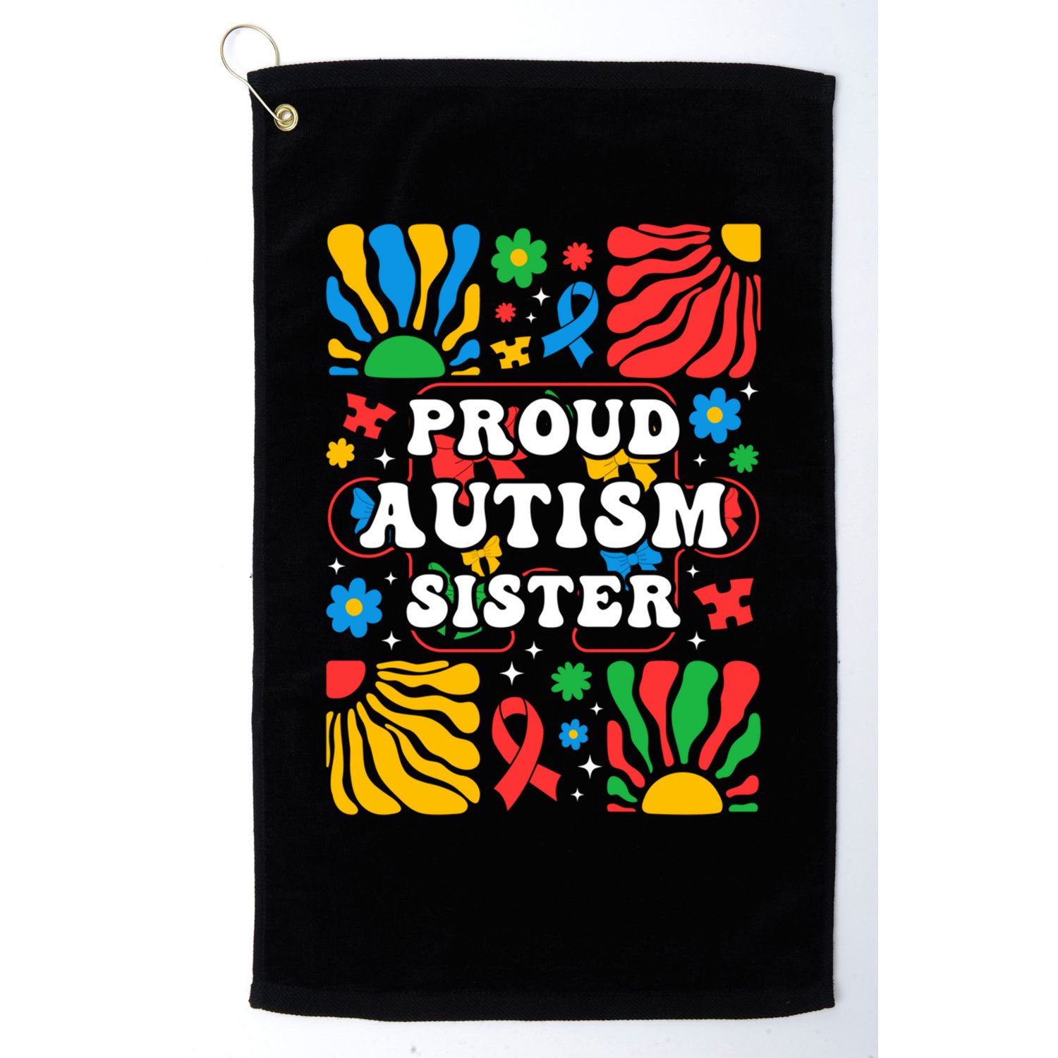 proud autism sister groovy autism warrior sister meaningful gift Golf Towel