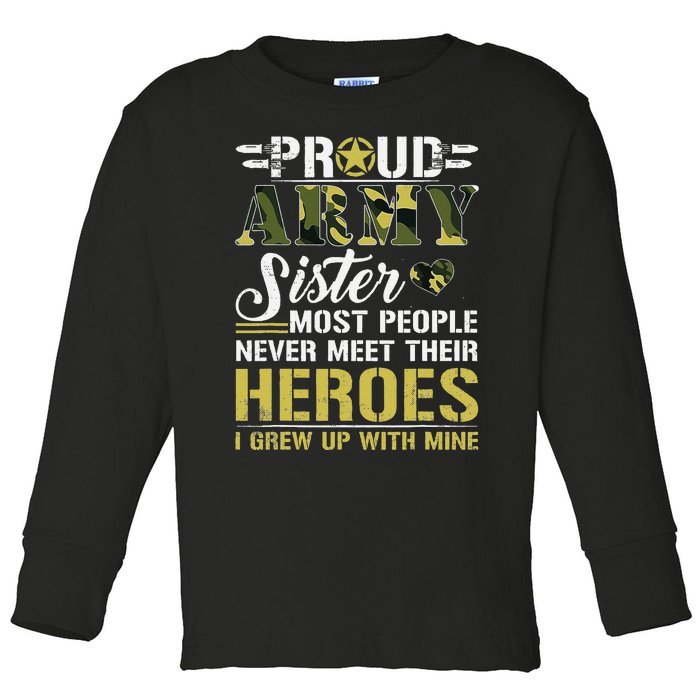 Proud Army Sister Toddler Long Sleeve Shirt