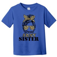 Proud Army Sister Camouflage Messy Bun Soldier Mother's Day Gift Toddler T-Shirt