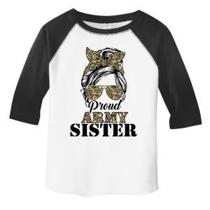 Proud Army Sister Camouflage Messy Bun Soldier Mother's Day Gift Toddler Fine Jersey T-Shirt