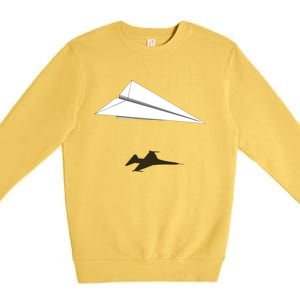 Paper Airplane Shadow Fgift16 Fighting Falcon Gift Premium Crewneck Sweatshirt