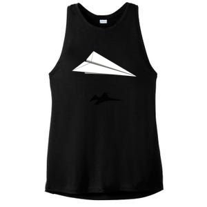 Paper Airplane Shadow Fgift16 Fighting Falcon Gift Ladies PosiCharge Tri-Blend Wicking Tank